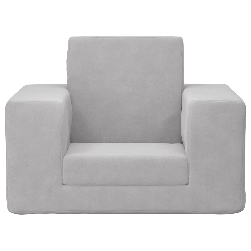 Divano per Bambini-Sofa-Divanetto Grigio Chiaro in Morbido Peluche 616131