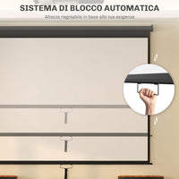Telo Proiettore 120" Regolabile con Montaggio a Soffitto e Parete Formato 4:3 244x8,6x183cm Bianco e Nero