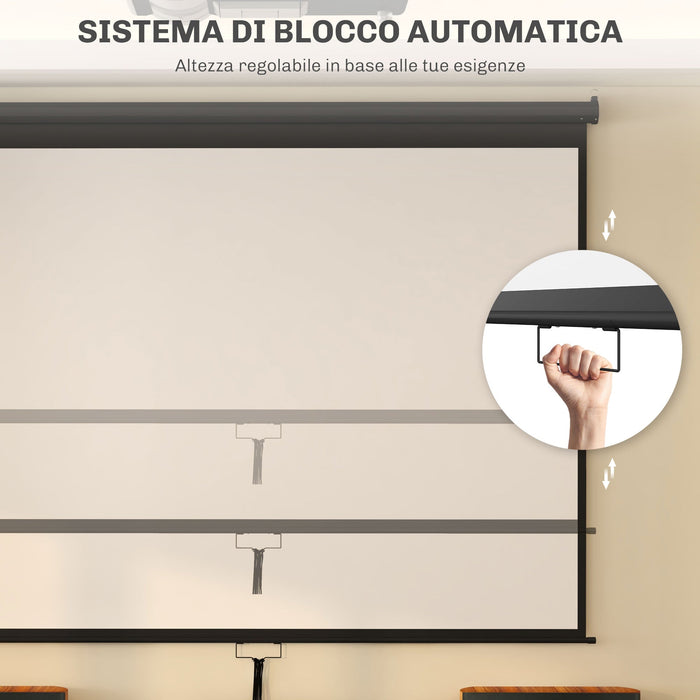 Telo Proiettore 120" Regolabile con Montaggio a Soffitto e Parete Formato 4:3 244x8,6x183cm Bianco e Nero