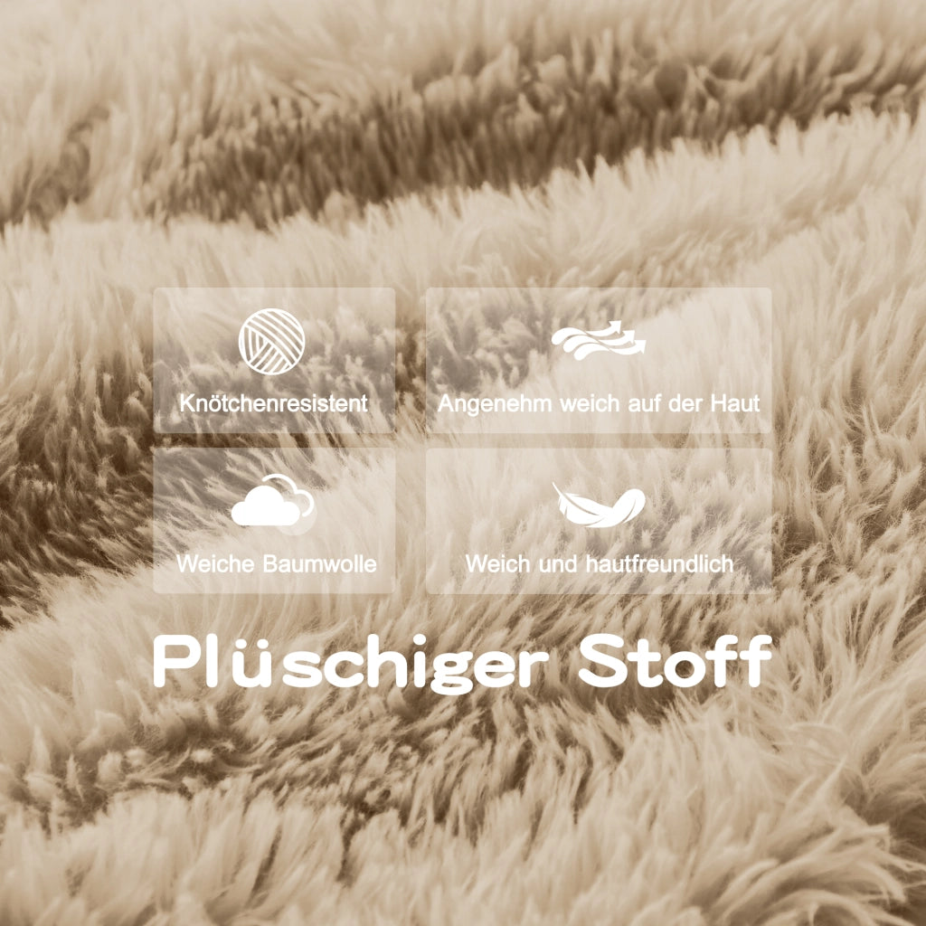 Divano Modulare 2 Posti con Design senza Struttura, Seduta Ampia e Cuscini, in Peluche, Cachi Chiaro
