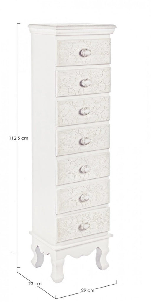 Cassettiera Legno Bianco Rustico da Interno - CLARA