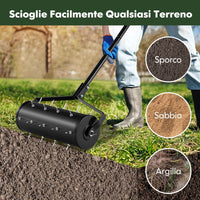 Arieggiatore Giardino 44/53 CM, Arieggiatore da Prato con Manico Rimovibile e Punte per Allentamento del Terreno, Arieggiatore Manuale per Prato, Giardino e Cortile (44 x 128 cm Nero)