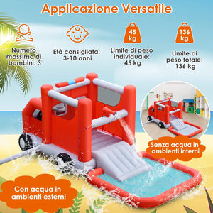 Castello Gonfiabile per Bambini, Casa Gonfiabile con Scivolo, Piscina, Area per Saltare, con Borsa di Trasporto e Kit di Riparazione, per 3 Bambini di 3-10 Anni