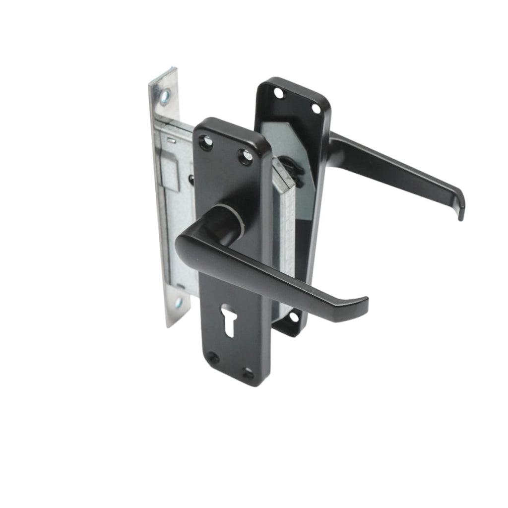 Serratura per porta con placche nere 57x100x60mm