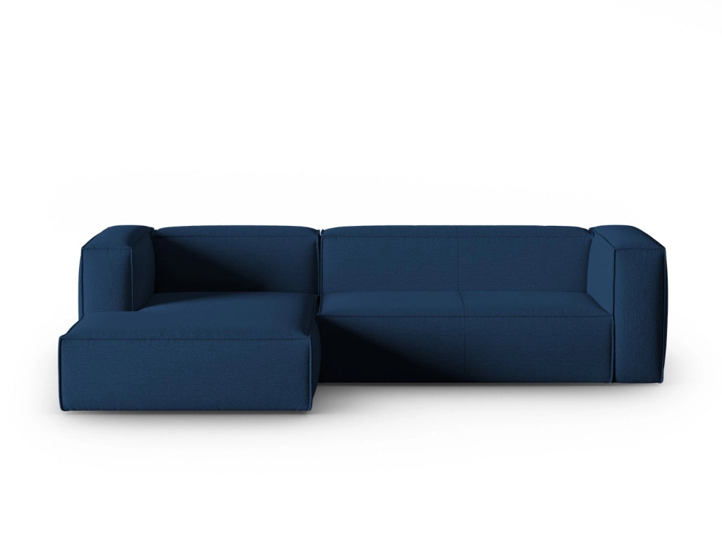 Cosmopolitan Design - Divano angolare sinistro "Mackay" 4 posti in velluto strutturato blu scuro 