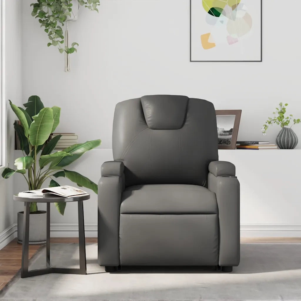 Poltrona Massaggiante | Sedia Relax Reclinabile Grigia in Similpelle