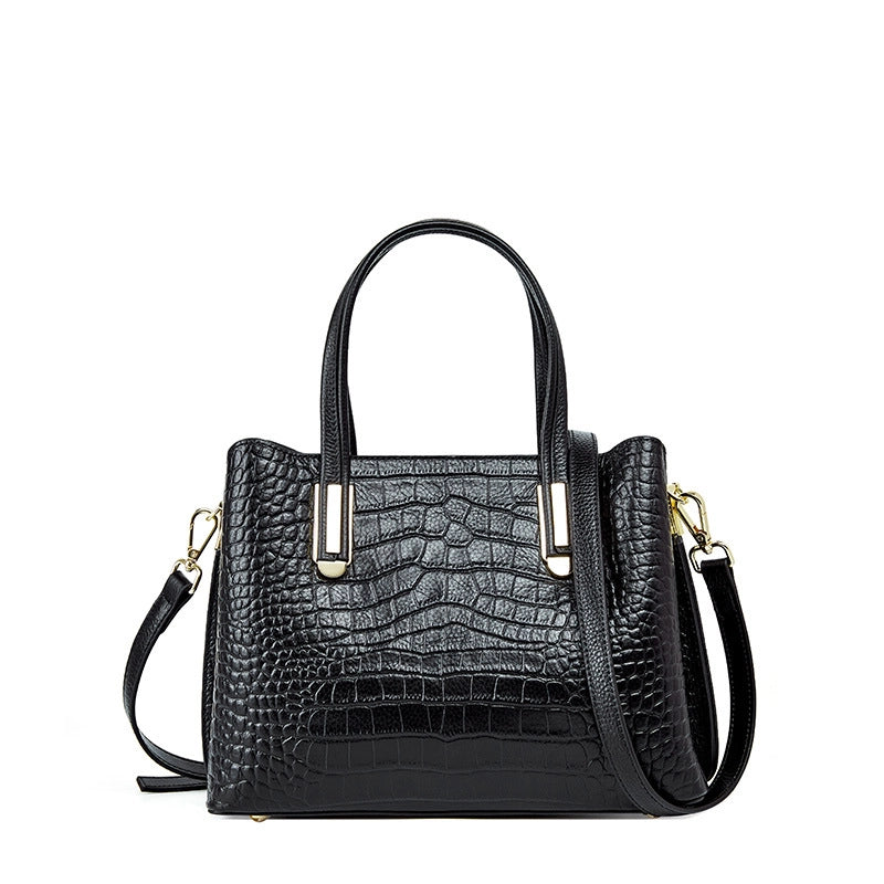 Borsa a tracolla da donna in vera pelle, colore nero.