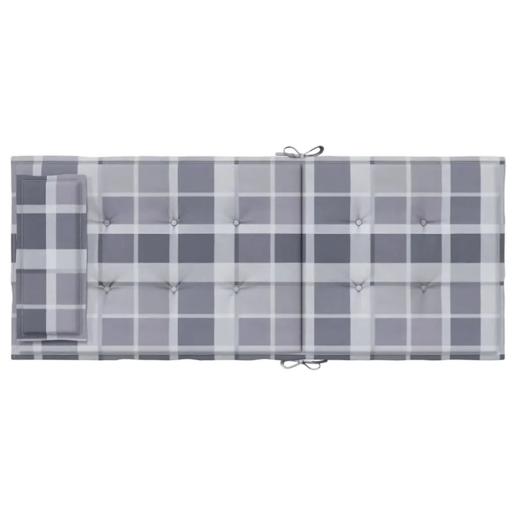 Cuscini Sedia Schienale Alto 2pz a Quadri Grigio Tessuto Oxford 361916