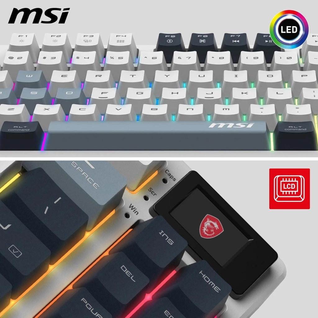 Forge GK600 TKL Wireless Sky FR - Tastiera AZERTY meccanica a switches lineari, tasti PBT stampati Sublimazione, base antiscivolo, LED RGB, USB 2.0, Bluetooth, 2.4 GHz - Tenkeyless