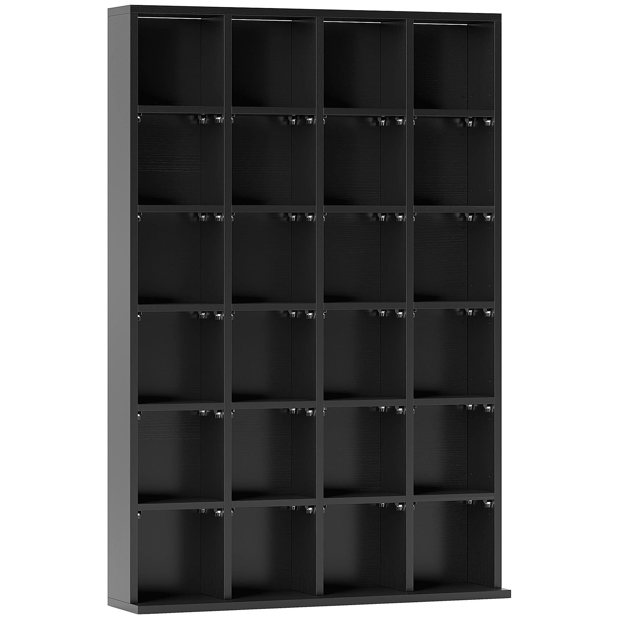 Mobile Porta CD 89x20x130.5 cm con Ripiani Regolabili per 456 CD o 336 DVD 24 Scomparti Nero