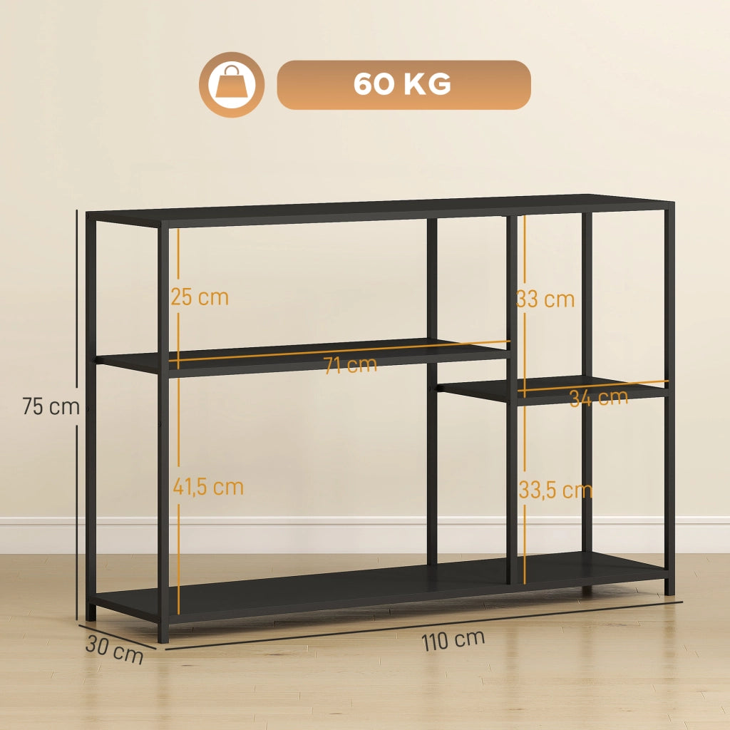 Consolle ingresso industriale 4 ripiani ¨C Xylo ¨C acciaio nero 110x30x75 cm