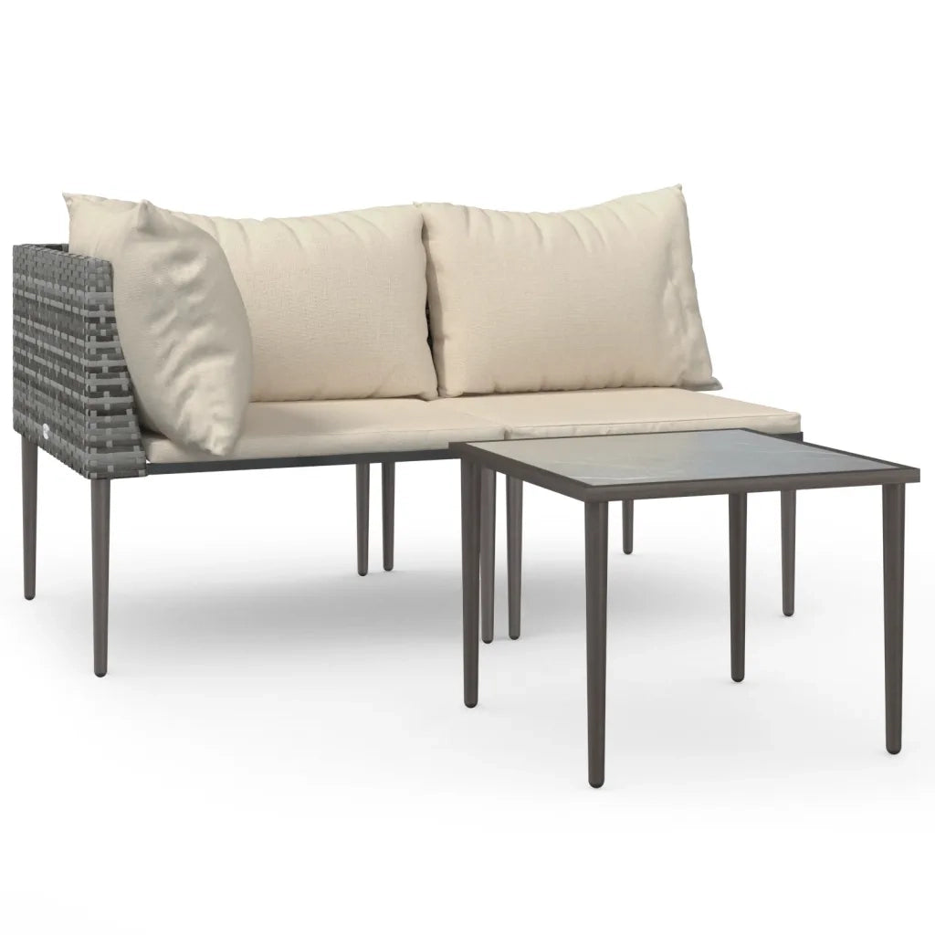 Set Divani da Giardino 3 pz con Cuscini in Polyrattan Grigio 364129