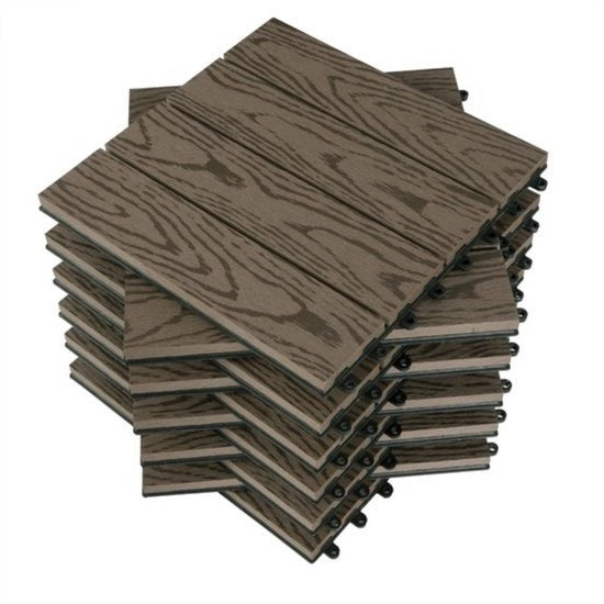 Set di tegli per giardino - kit di 11 pezzi - stile elegante e funzionale - design facile da pulire - resistente all'usura e stabile - colore legno chiaro - dimensioni 30x30x2 cm