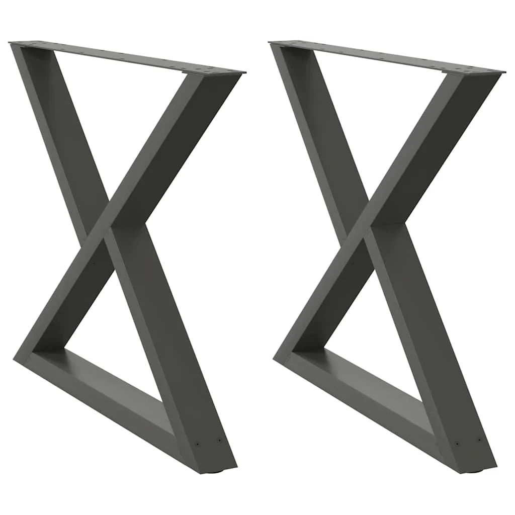 Set di 2 eleganti gambe fisse per tavolo da pranzo 90 x 73 cm con piedini regolabili in acciaio antracite 02_0057019