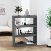 Libreria Divisorio-Scaffale per Libri-Mobile di Stoccaggio Grigio 80x30x103,5 cm in Massello di Pino