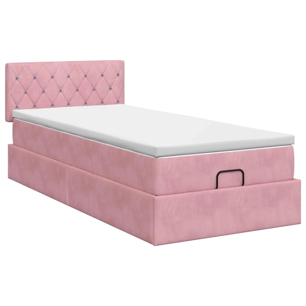 Letto ottomano con materasso Rosa 100 x 200 cm Velluto 3456470