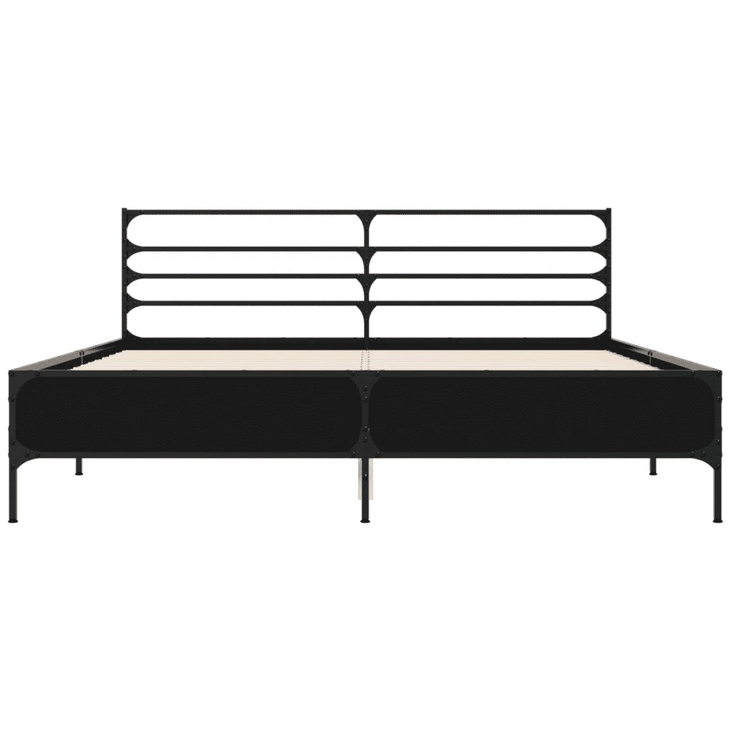 Giroletto Nero 150x200 cm in Legno Multistrato e Metallo 3280047