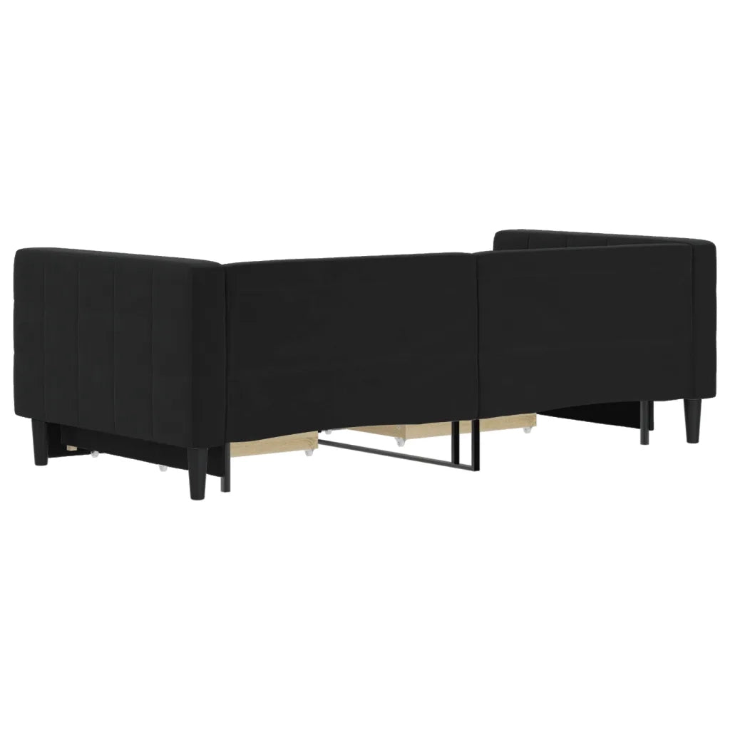 Divano Letto Estraibile con Cassetti-Sofa Letto-Daybed Nero 90x190 cm in Velluto 717447