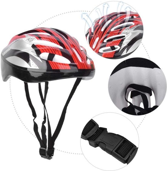 Elastico multi-sport per protezione - Set di protezione - Rivestimento interno in spugna spessa - Rosso - Skate - Sicurezza e comfort - Adatto per bambini