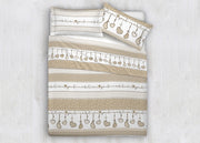 Completo Lenzuola In 100% Cotone Disegni Natalizi Invernali Renne Cuori OB - Singolo - Dream Beige
