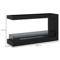 Camino a Bioetanolo da Incasso 100x30x55 cm Bruciatore 2,4L Nero