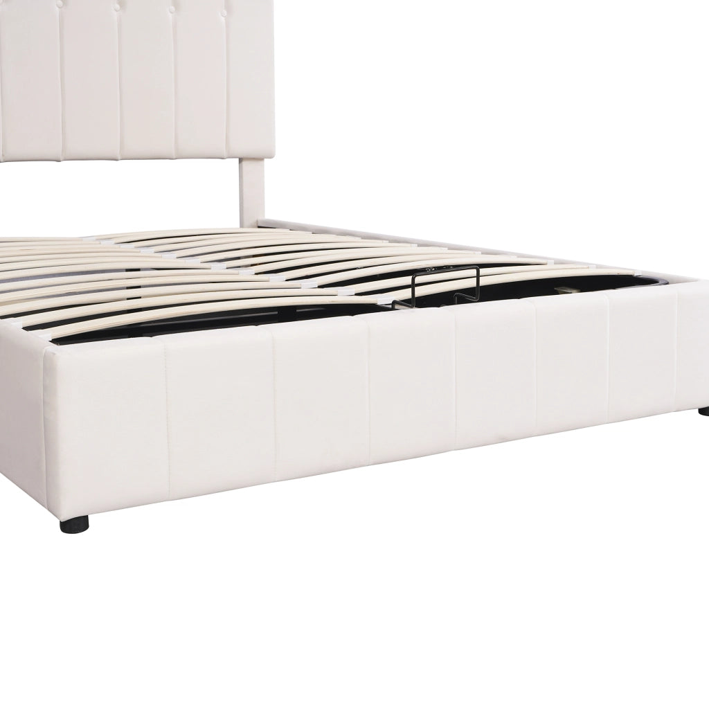 Letto Imbottito Contenitore Matrimoniale ¨C MINIMAL ¨C Velluto Crema 140x200 Idraulico