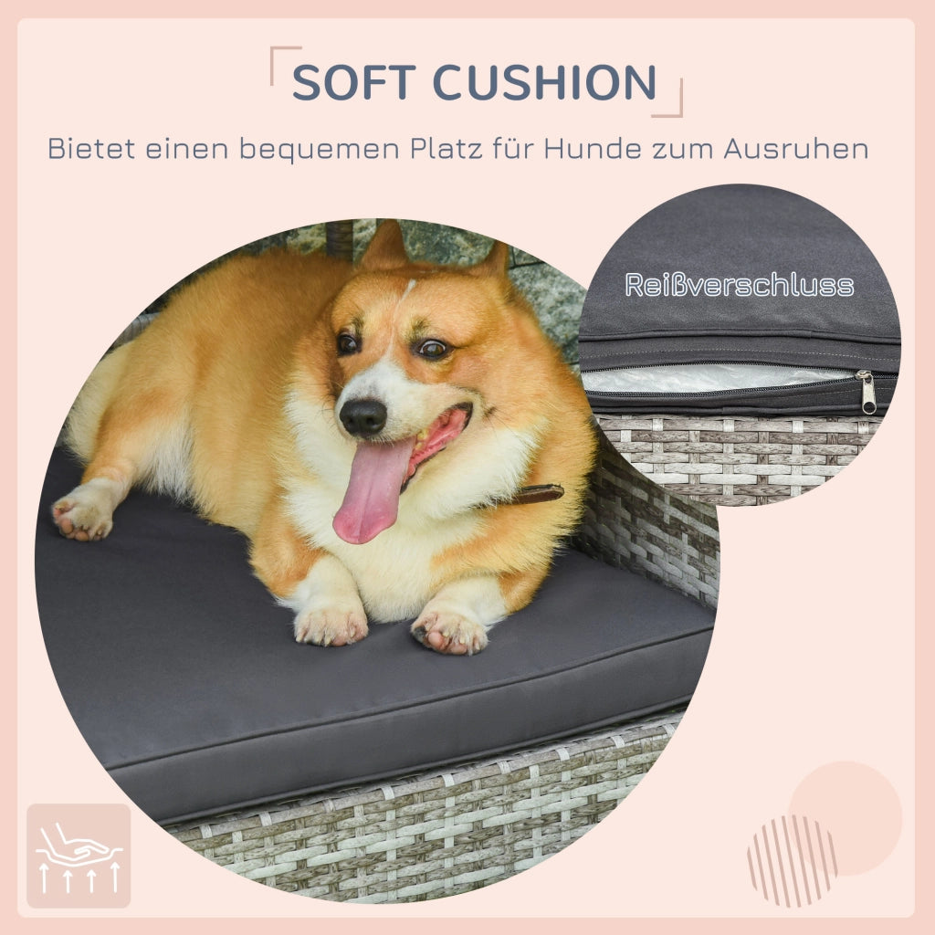 Cuccia per Cane per Interni con Cuscino Amovibile ¨C Zephmum ¨C Grigio 70x50x30
