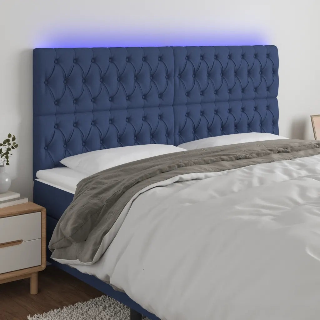 Testiera | Testata a LED Blu 200x7x118/128 cm in Tessuto