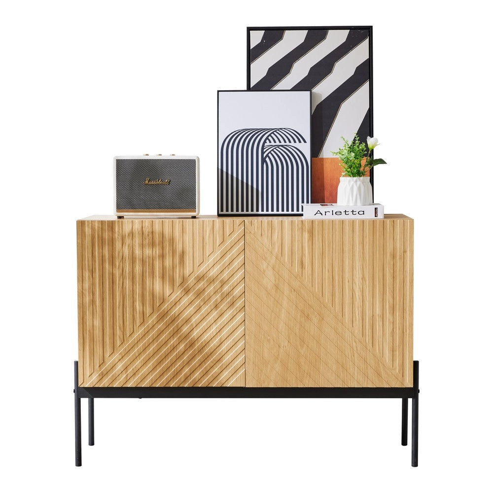 Credenza 2 Ante con Gambe in Metallo e Design a Linee ¨C MINIMAL ¨C 100x40x75 cm