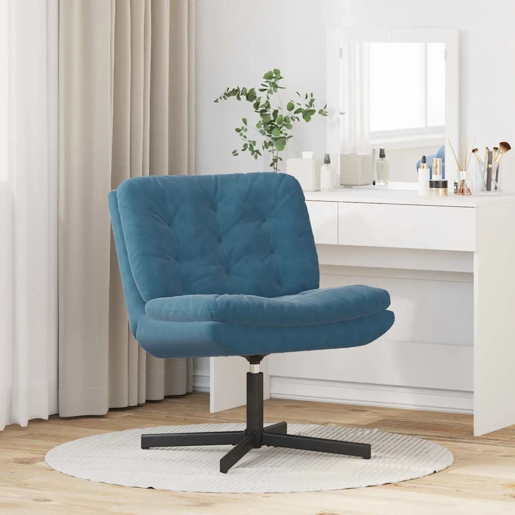 vidaXL Poltrona Relax con Base Girevole Blu 63 x 75 x 76 cm Velluto