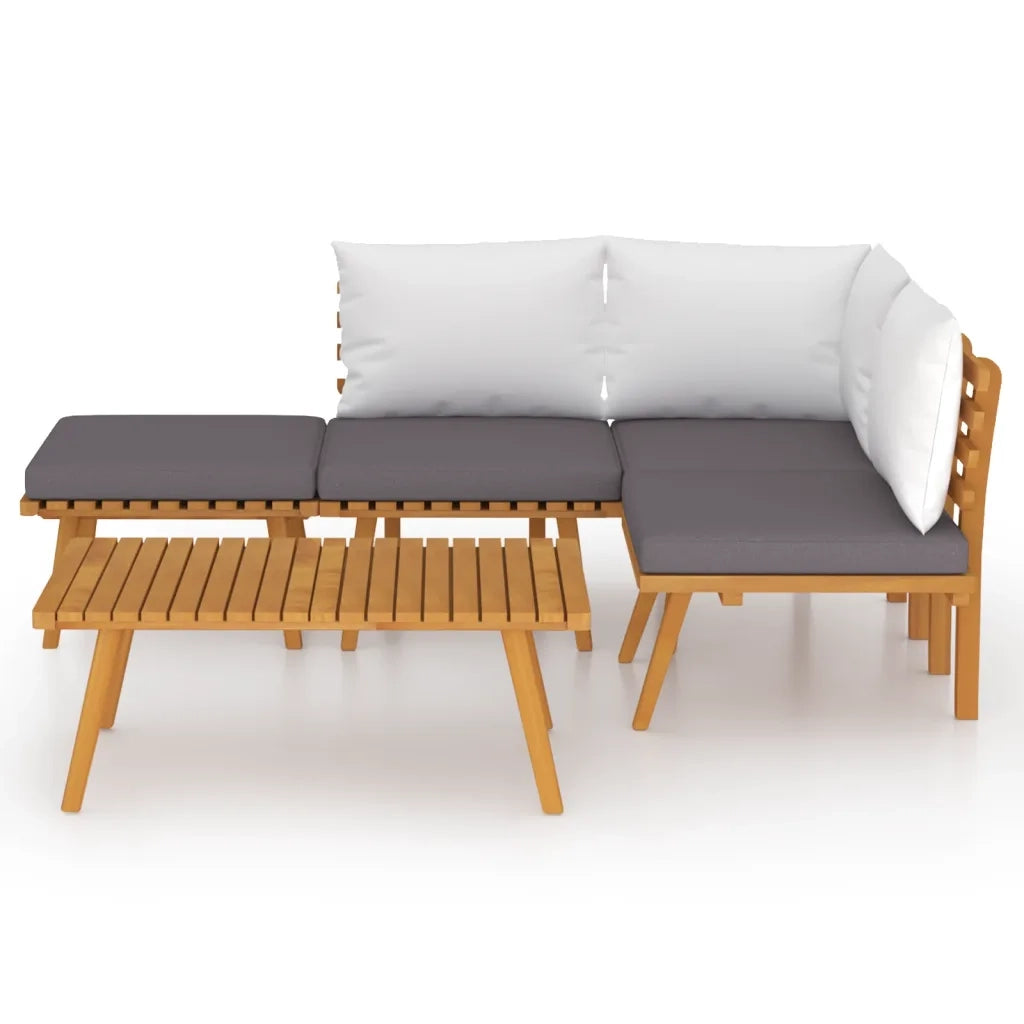 Set Divani da Giardino 5 pz con Cuscini in Massello di Acacia 3087002