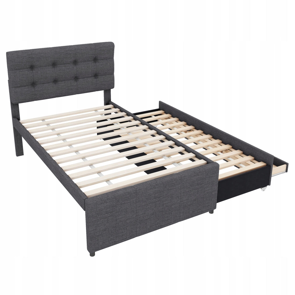 Letto singolo con 3 cassetti estraibili - Xylo - 90x200 - Grigio senza materasso