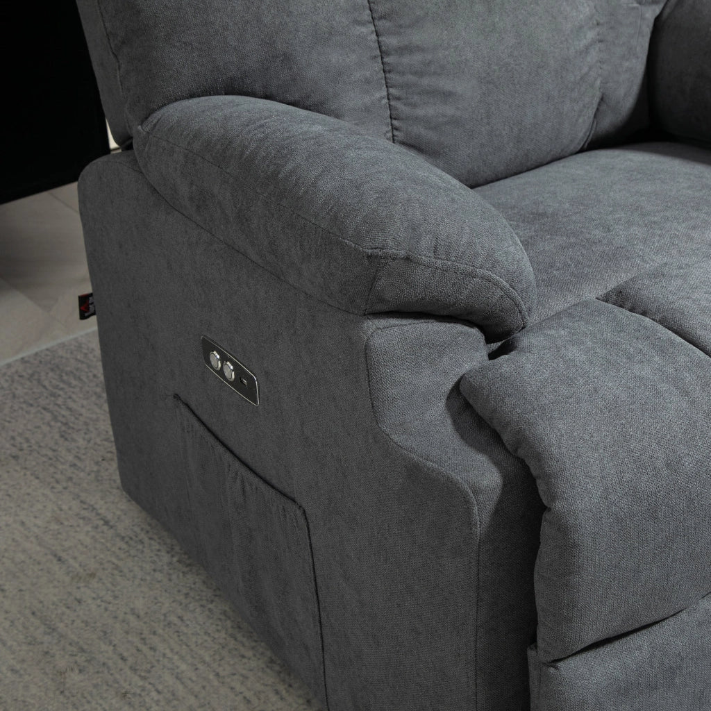 Poltrona Alzapersona con Telecomando e Poggiapiedi 84x96x100 cm Grigio Scuro