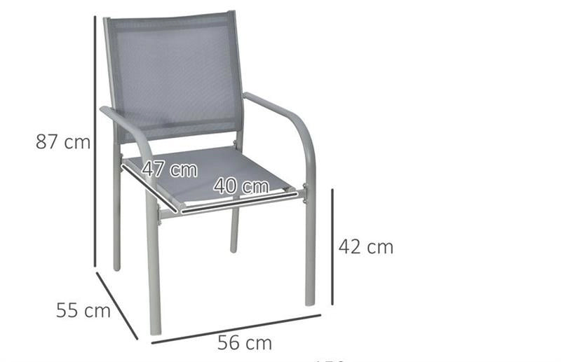 SET SEI SEDIE DA GIARDINO IN TESSUTO A RETE GRIGIO IMPILABILI, SALVASPAZIO