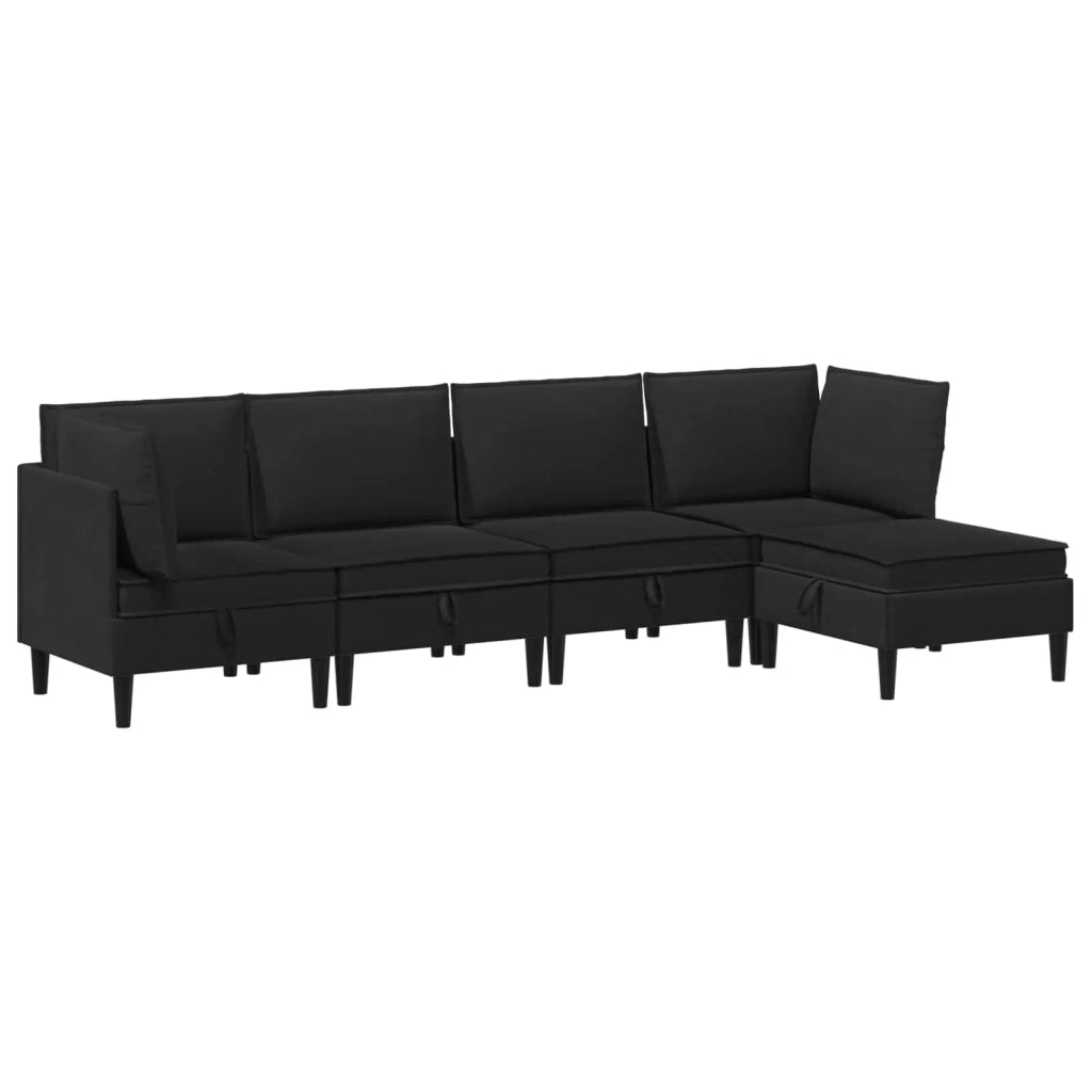 Set di mobili per il soggiorno 5 pcs Nero Tessuto
