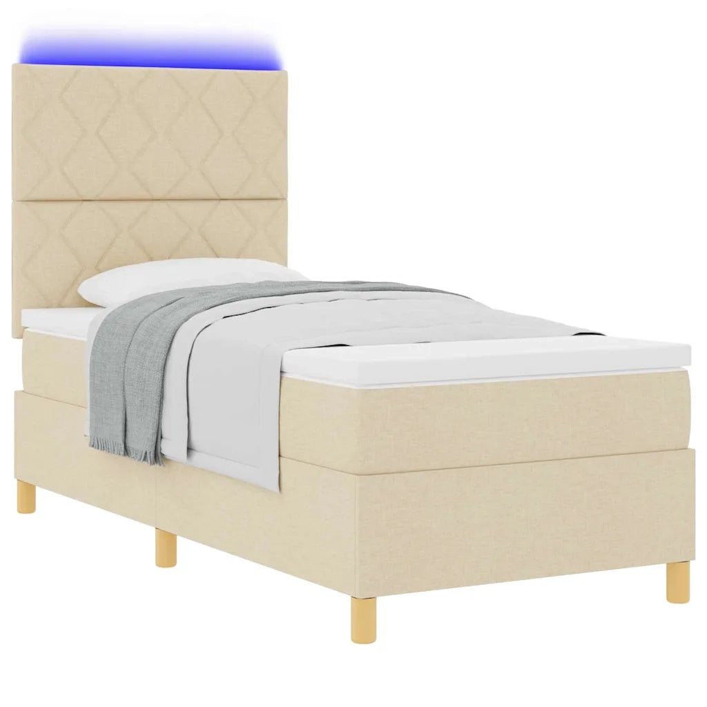 Letto a molle con materasso Crema 90 x 190 cm Tessuto 3343143