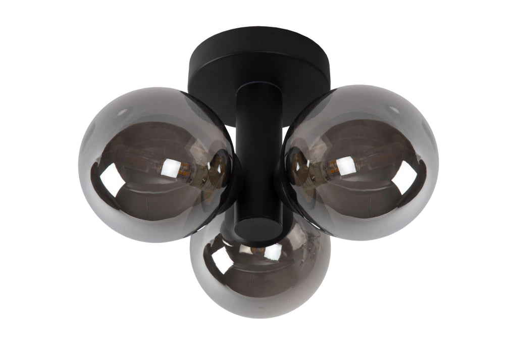 Plafoniera Lucide Trudy nera 3 sfere vetro G9 IP44