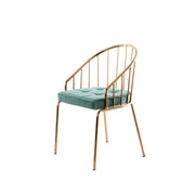 Sedia di design Palma in velluto turchese e metallo