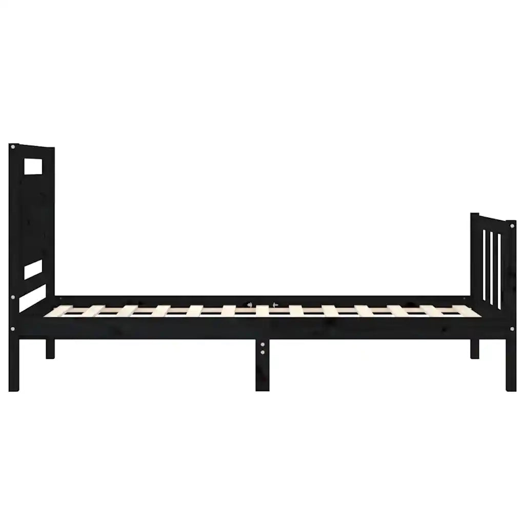 Giroletto con Testiera Nero Small Single in Legno Massello 3192130