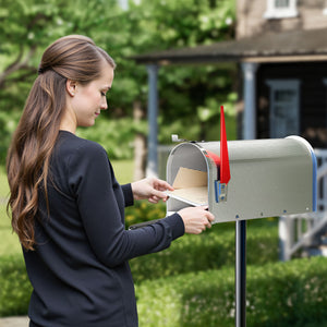 Cassetta postale americana in acciaio zincato grigio con materiale di montaggio