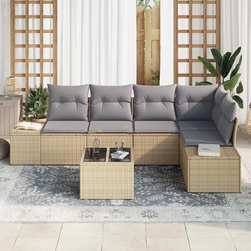 Set Divano da Giardino Beige e Grigio Chiaro polyrattan 3355739