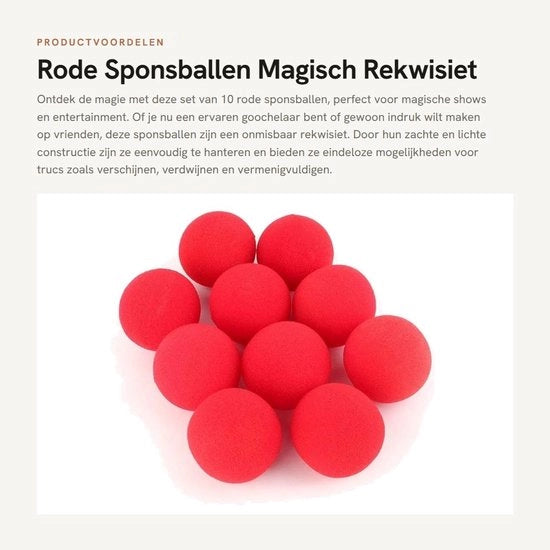 Sfere di spugna rosse da 10 pezzi - Magico accessorio di scena - Riciclabile - Tavershow - Ispirazione per illusioni - Sfera di spugna