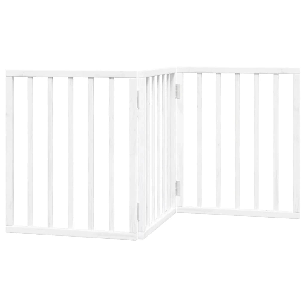 Cancelletto di sicurezza pieghevole per cani a 3 pannelli 150 cm legno di pioppo bianco 02_0023073