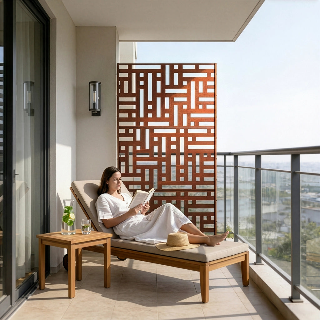 Pannello Divisorio Bernalda Struttura Traforata in Acciaio Corten 180 x 90 cm Marrone Ossidato casa.pro
