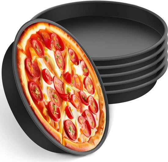 Set di 6 pannelli per pizza, pannelli per pizza rotondi, diametro 18,1 cm, pannello per pizza in acciaio inossidabile, superficie antiaderente e non tossica, facile da pulire, pannello per pizza, set di pannelli per pizza per pizza, tarte flambée, torte