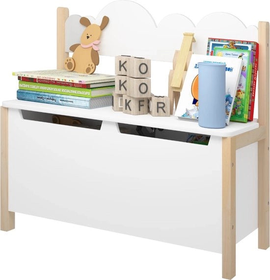 Culla per bambini - Banca - Bambini - Con spazio di stoccaggio - Bianco - Design nuvola - Angolo di gioco - Stoccaggio - Cassa giochi - Bianco - 60 cm - Banca di gioco - Cassa di stoccaggio -
