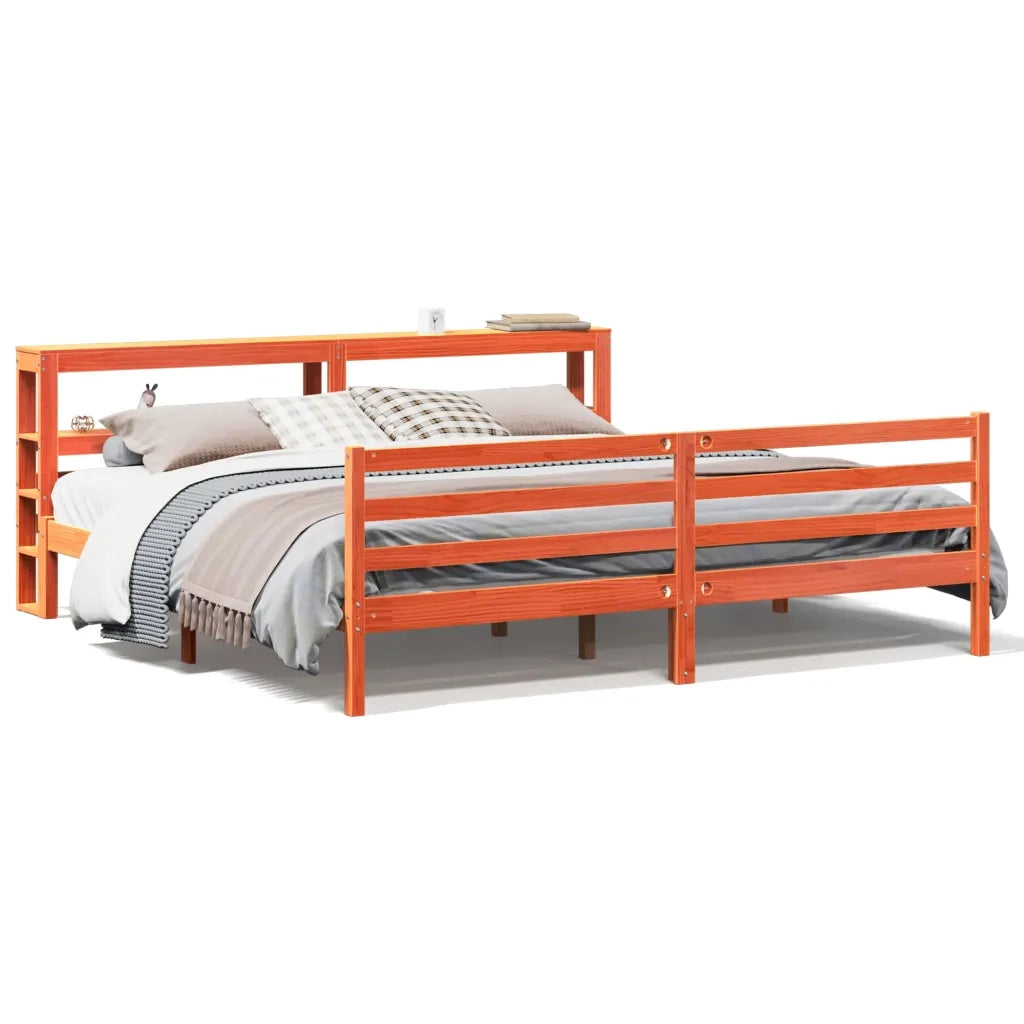 Letto senza Materasso Marrone Cera 200x200 cm in Legno di Pino