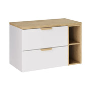 Set da bagno sospeso OSTER 80cm: mobile sotto lavabo con cassetti e nicchie a vista + piano per lavabo