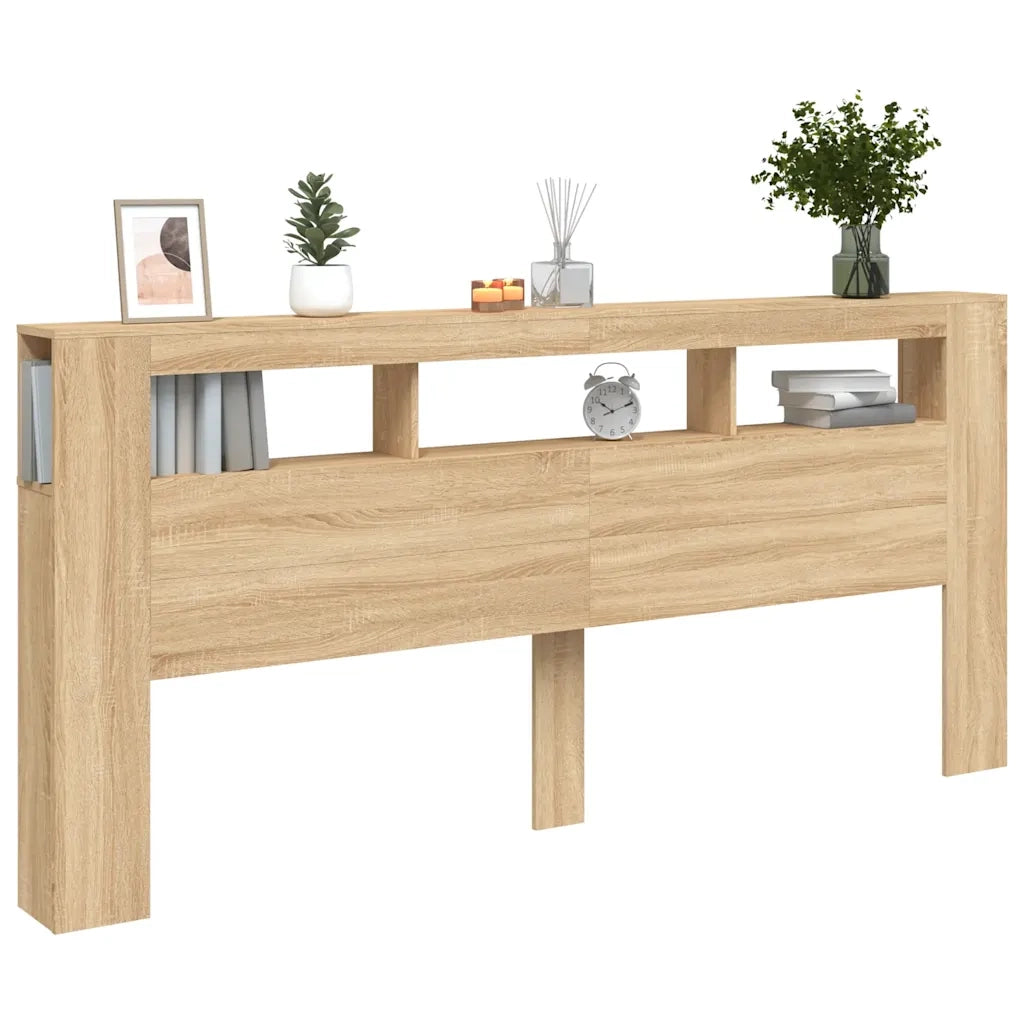 Testiera LED-Testata del letto Rovere Sonoma 220x18,5x103,5 cm Legno Multistrato