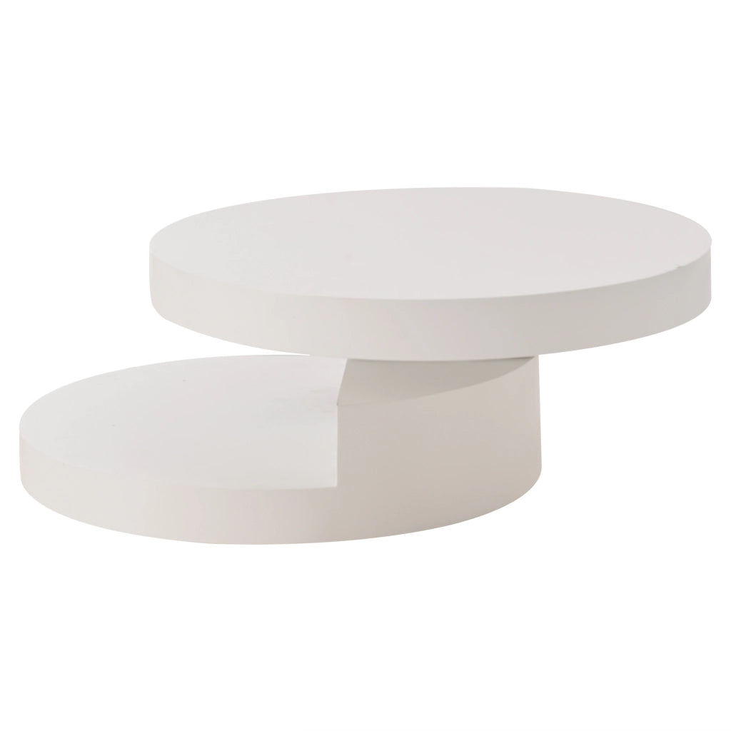 TAVOLINO DA CAFFÈ Rotondo Girevole 70x70x35,5 cm MDF Bianco con LED
